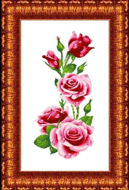 Розы - Канва с нанесенным рисунком для вышивки крестом  37х70 см 